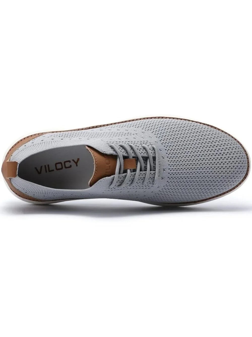VILOCY Men's Grey Ethylene Vinyl Acetate Casual Breathable Comfortable Sneakers